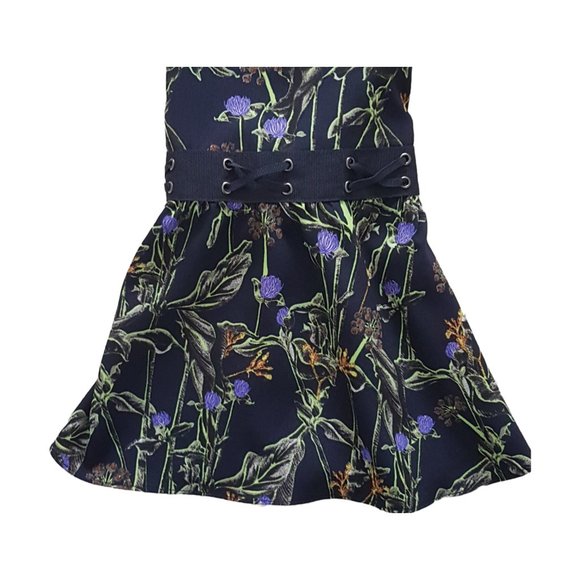 TOPSHOP Blouse Medium US 10 Bell Sleeve Flowy Smock Top Floral Print Blue BOHO - Picture 4 of 10